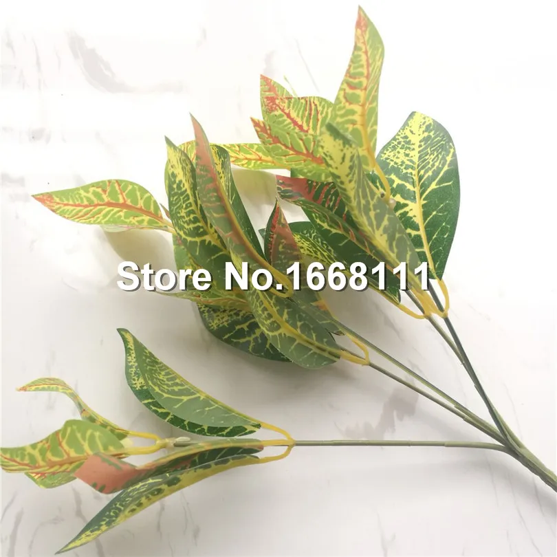 10 шт. искусственные пестрые листья кротон растение пластик зелень для дома