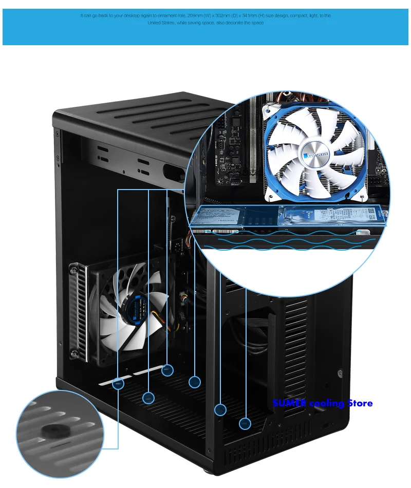 Jonsbo RM2 HTPC мини алюминиевое шасси, ATX маленький чехол для компьютера, поддержка ATX материнская плата по стандарту ATX блок питания