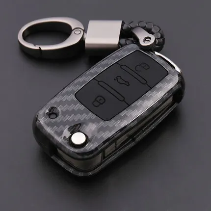 

Carbon fiber key case fit for Sagitar key bag Bora Magotan LAVIDA Tiguan Golf Lamando Teramont key cover key shell