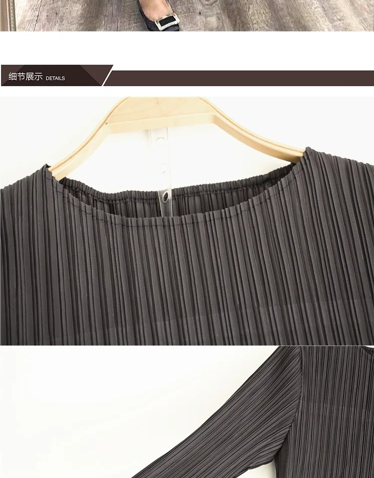 Changpleat Весенние новые женские комплекты Miyak плиссированные Модные Дизайнерские однотонные тонкие эластичные футболки и штаны костюмы из двух частей S9