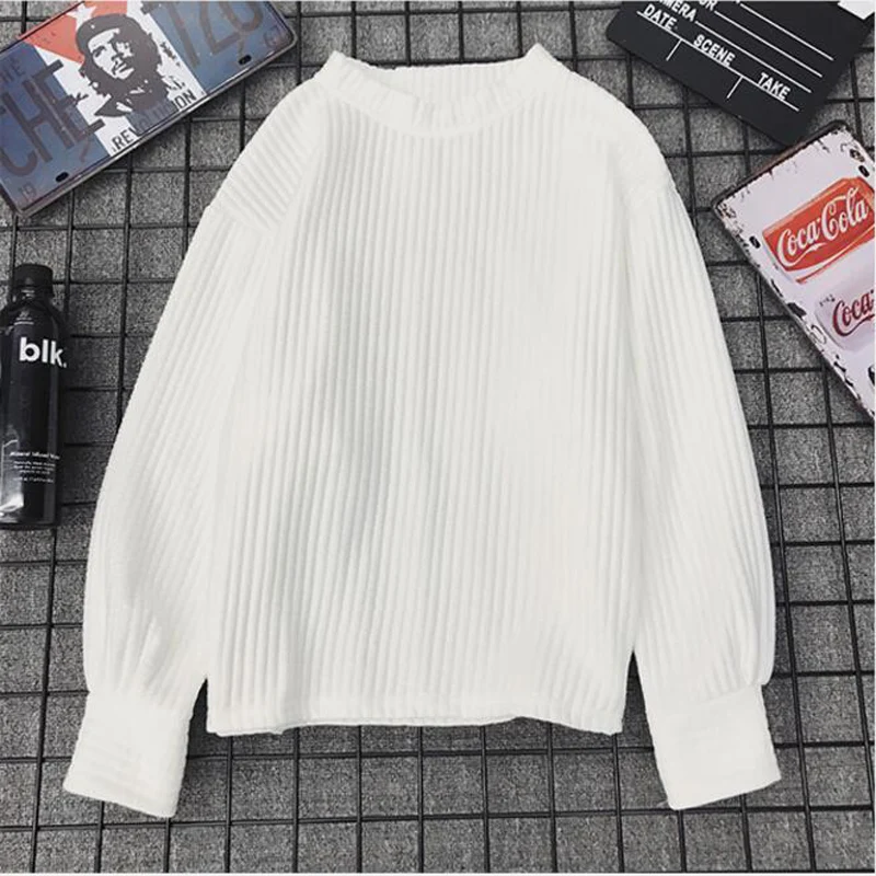 Spring Autumn Korean Yellow Thin Knit Sweater 2018 Solid Color Harajuku Long Sleeve Pullover Sweet Style Clothing Female Tops | Женская