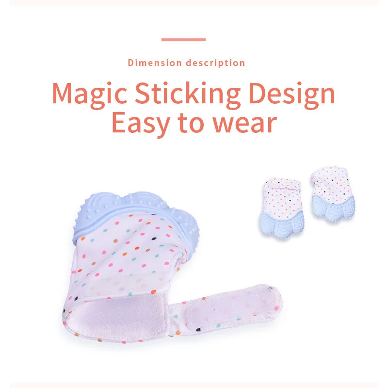 Baby Silicone Mitts Teething Mitten Glove Sound Teether Newborn Chewable Nursing Mittens Teether Natural stop Sucking Thumb Toy
