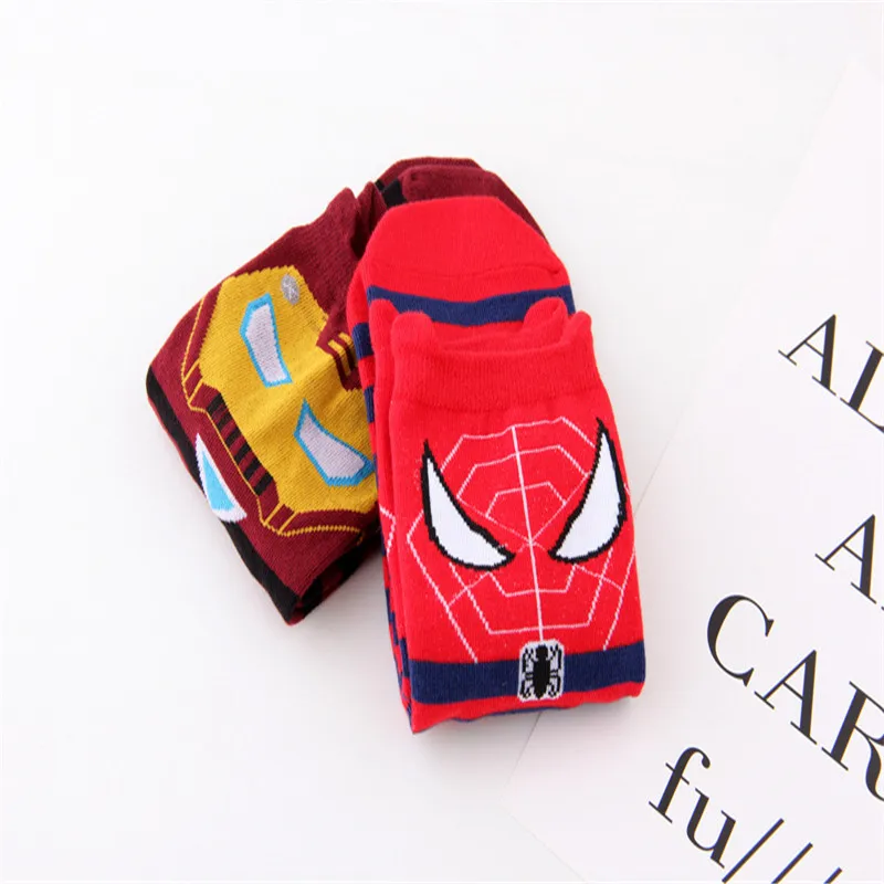 Модные чудесные носки Marvel Мстители Человек паук Бэтмен железный мультфильм пара