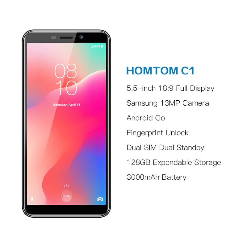 Оригинальный HOMTOM C1 1 ГБ ОЗУ 16 Гб ПЗУ четырехъядерный мобильный телефон 5 дюймов 18:9