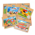 Детские деревянные игрушки, 3D пазл, мультяшное животноетранспортное средствоокеандинозавр, пазл с автобусом, Интеллектуальный развивающий Рождественский пазл