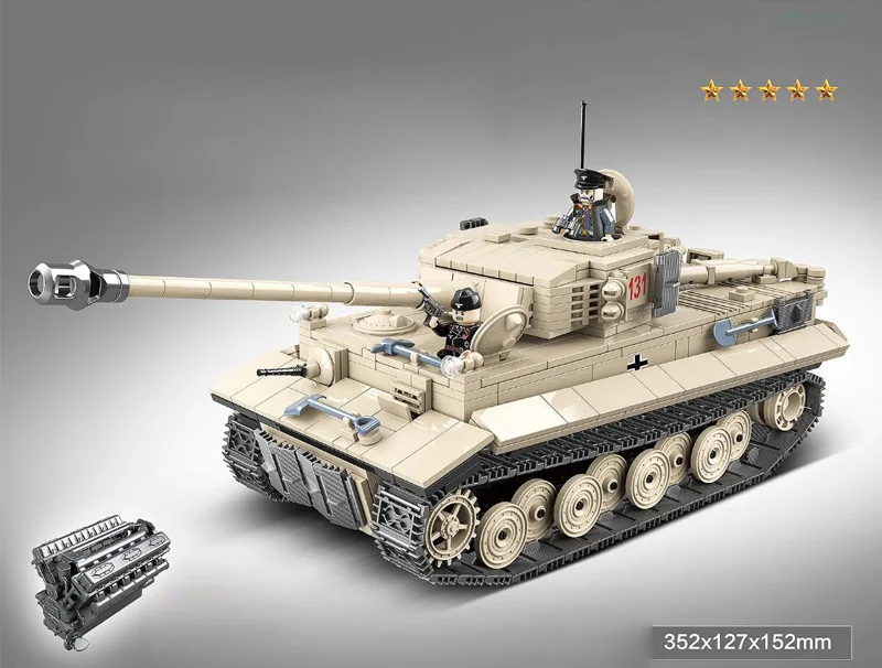 Мировой войны Германия Тигр 131 джедай бак SD. KFZ.181 PANZERKAMPFWAGEN VI AUSF. F batisbricks строительный блок ww2 армии minifigs игрушки