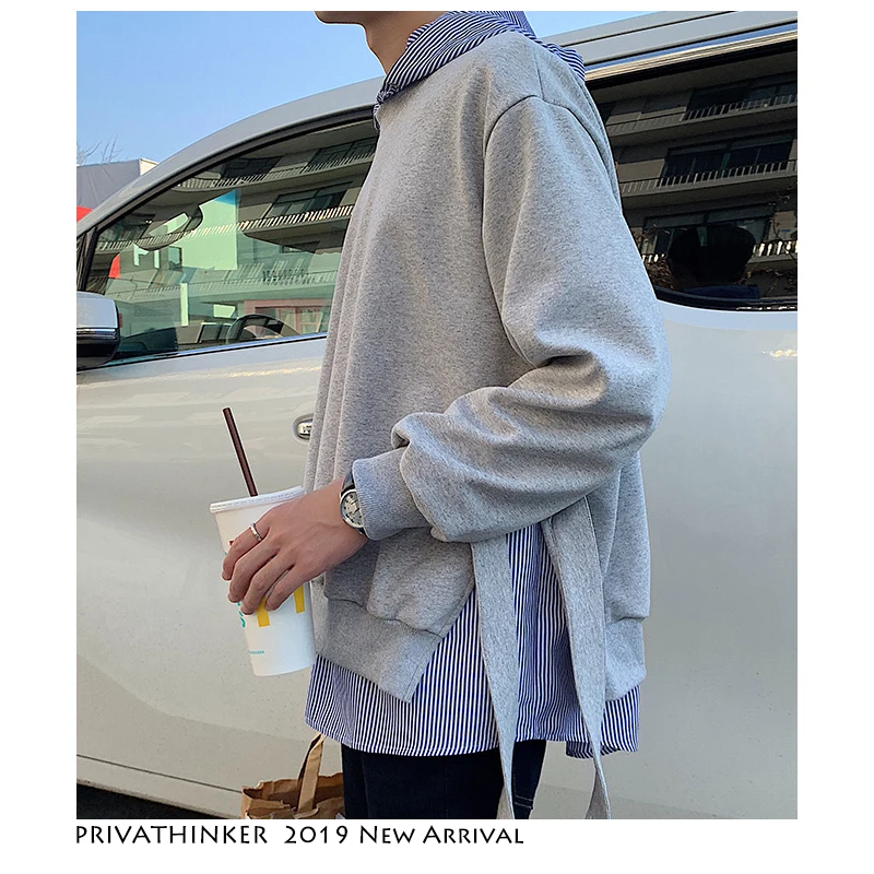 Privathinker мужские корейские модные толстовки с капюшоном 2019 s Harajuku поддельные два