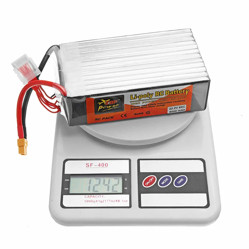 ZOP питания 22 2 V 8000 мА/ч 60C 6 S Перезаряжаемые Lipo Батарея с XT60 разъем для модели