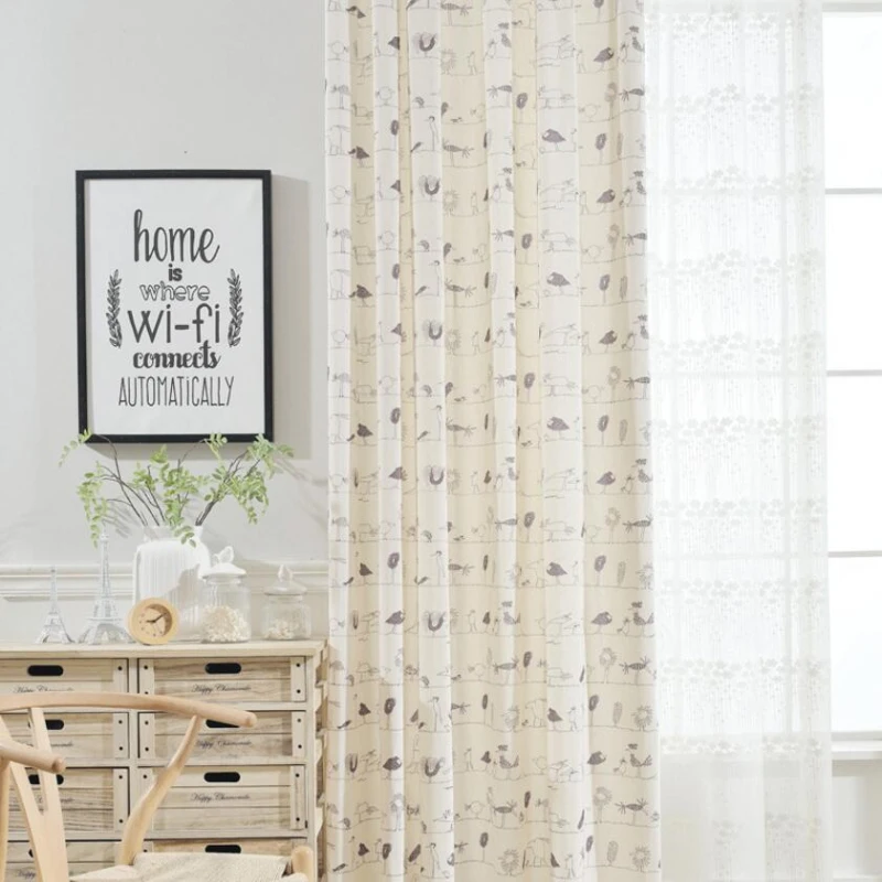 Шторы из прозрачной ткани с мультяшным принтом для детской комнаты мальчиков