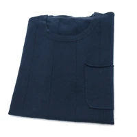 pure goat cashmere thin knit men spring autumn fashion short sleeve pullover sweater dark blue ml