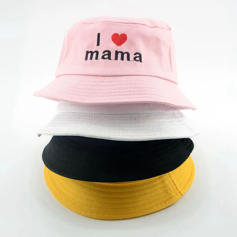 Панама детская летняя из хлопка двусторонняя с надписью I love Mama H162S | Мать и