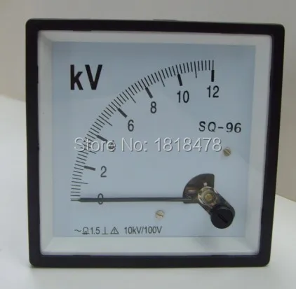 

Измеритель напряжения переменного тока 0-12 кВ 10 кВ/100 в, Аналоговый вольтметр, вольтметр SQ96 96*96 мм