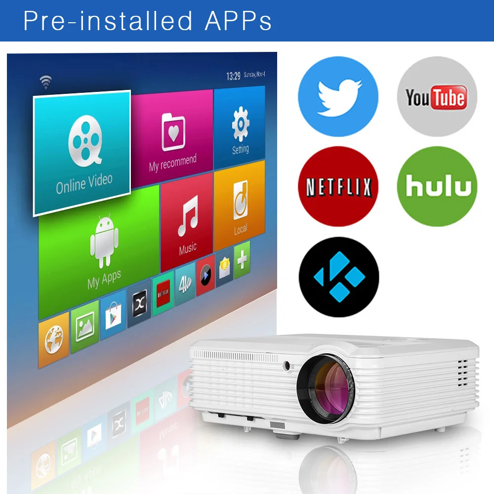 A7AB CAIWEI LCD Android WiFi проектор домашний кинотеатр LED Proyector HD видео фильмы игра