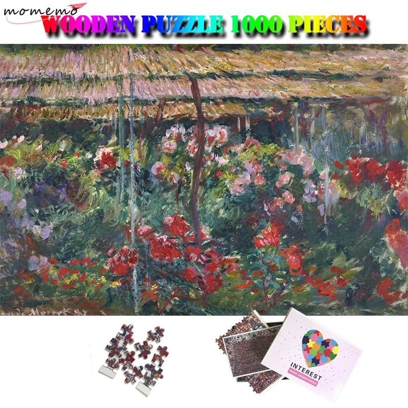 

MOMEMO Peony Garden Wooden Adults Jigsaw Puzzle 1000 Pieces Brain Trainer Puzzle World Famous Painting 1000 Pieces Puzzle Toys