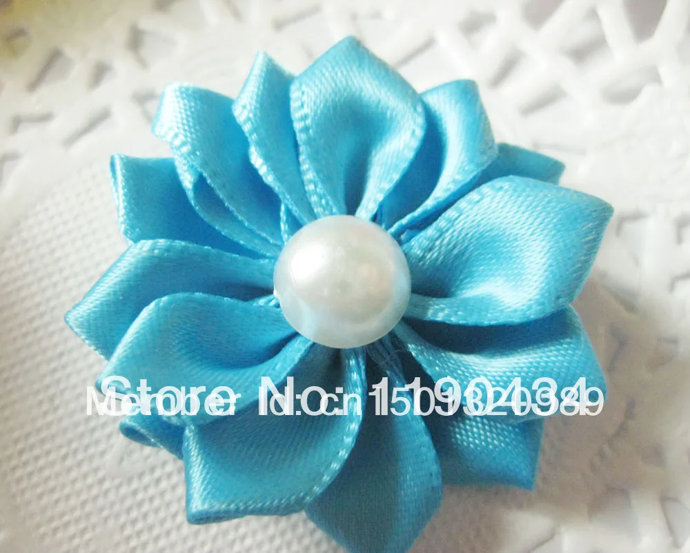 Девушки DIY цветок аксессуары для волос Magnolia Pearl Petite без зажима Сатиновые ленты