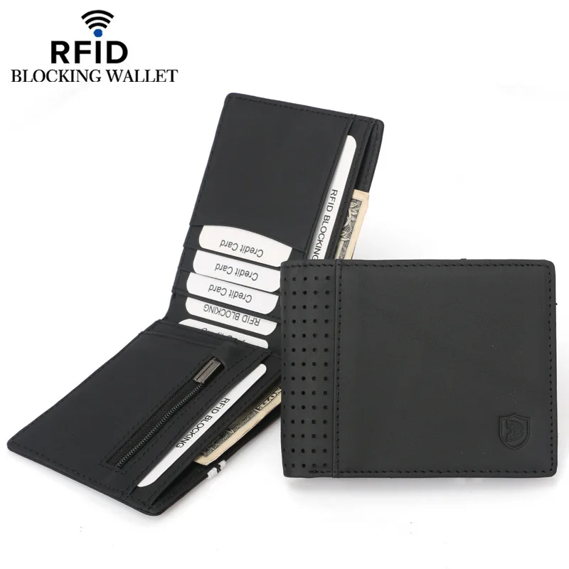 DKER повседневный кожаный бумажник Rfid для мужчин с эластичной лентой мужской