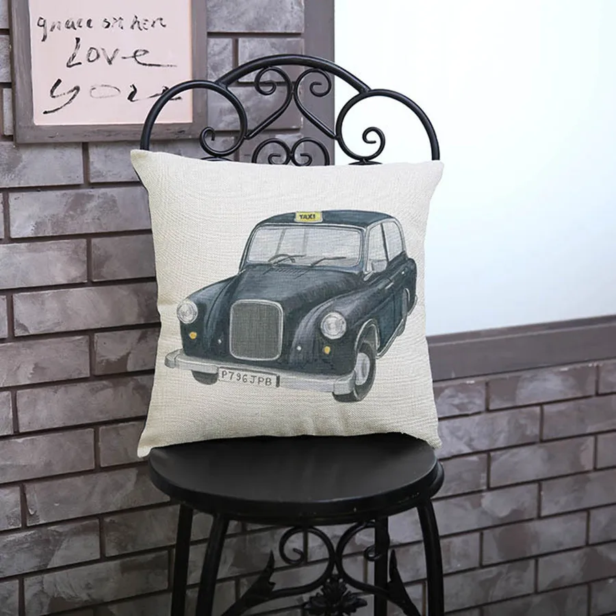 Винтажный автомобиль Париж автобусы такси шаблон печати диван Пледы Подушки