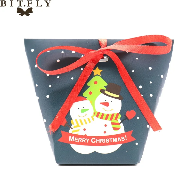 Snowman BITFLY 50 шт. Рождественская бумажная коробка для конфет Новогодняя красная/зеленая Рождественская елка, Снежинка подарочная коробка праздничные вечерние украшения для дома - Цвет: Snowman