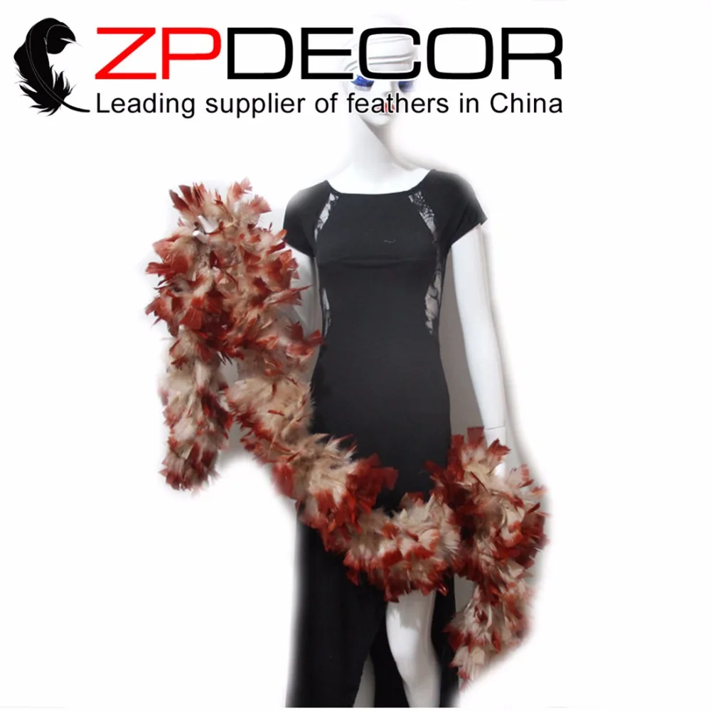 ZPDECOR 2 ярда/лот 150 г окрашенные качественно коричневые и белые плоские перья