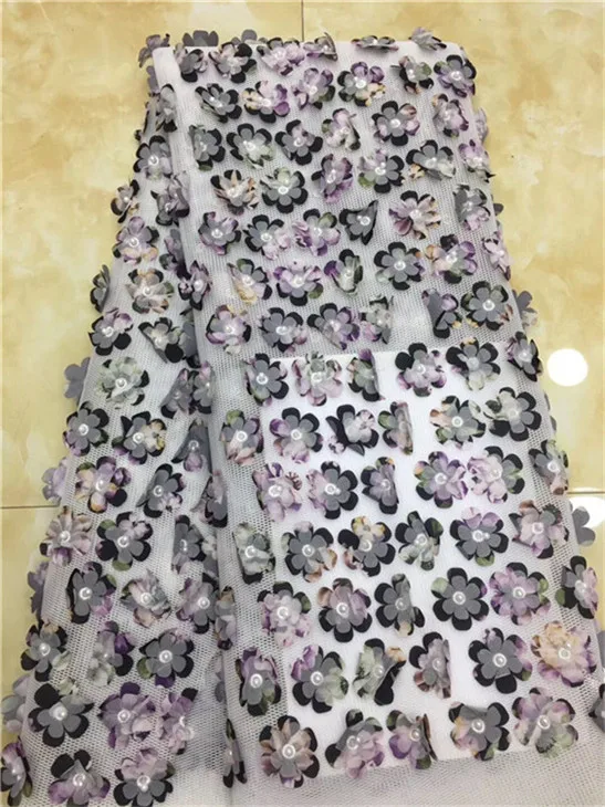 

white wine lace fabric for wedding decoration 2019 high quality african french lace fabric with beads 3d nigerian lace fabrics