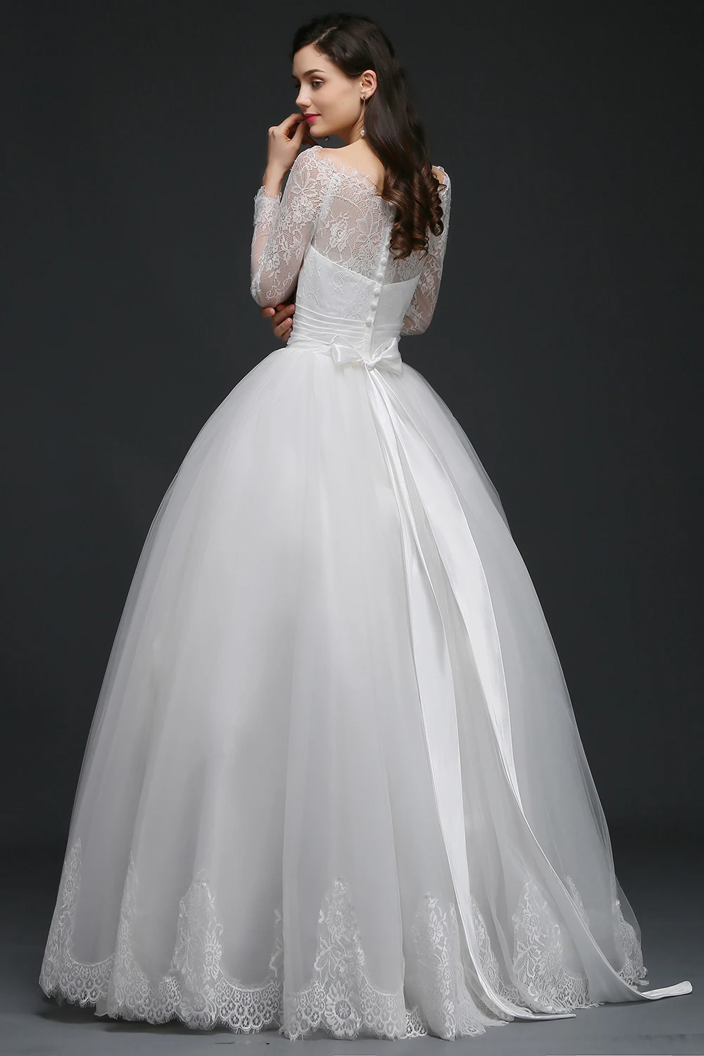 Настоящий образец 2019 Vestido De Noiva princesa бальное платье кружевное с длинным рукавом