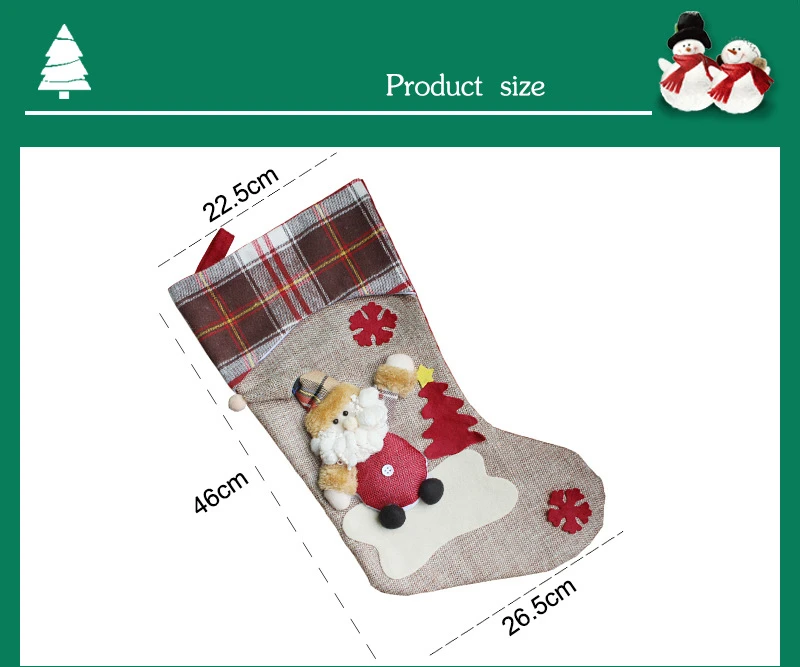 

3pcs Festive & Party Supplies Santa Claus Christmas Stockings Candy Bag Gift Holders Xmas Tree Ornaments Home Party Decoration
