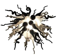 100 mouth blown borosilicate murano glass style black and white glass art chandelier lighting