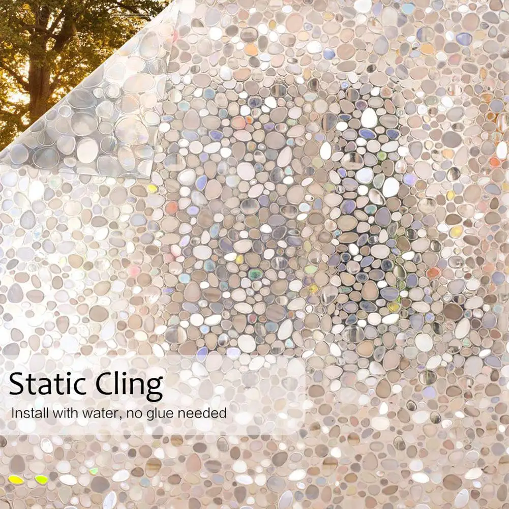 AsyPets Static 3D Irregular Pebble Refraction Colorful Window Film for Home Office | Дом и сад