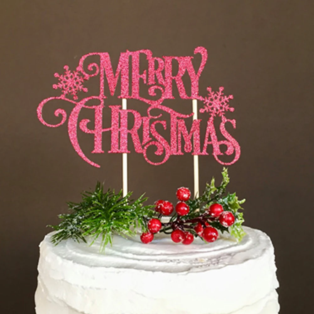 

6pcs/lot 2019 Merry Christmas Cake Topper Happy New Year Ever Decorations for Home Cake Decorating Supplies CT036