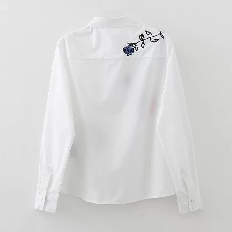 2017 женские Винтажные белые блузки с длинным рукавом и вышивкой рубашка брендовые