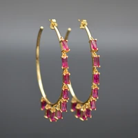925 silver fashion rose red large cross circle crystal earring ring gold copper earrings european and american new arrivals