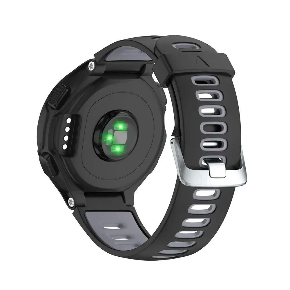 Ремешок для Garmin Forerunner 235/220/230/620/630/735XT черный серый силиконовый спортивный ремешок