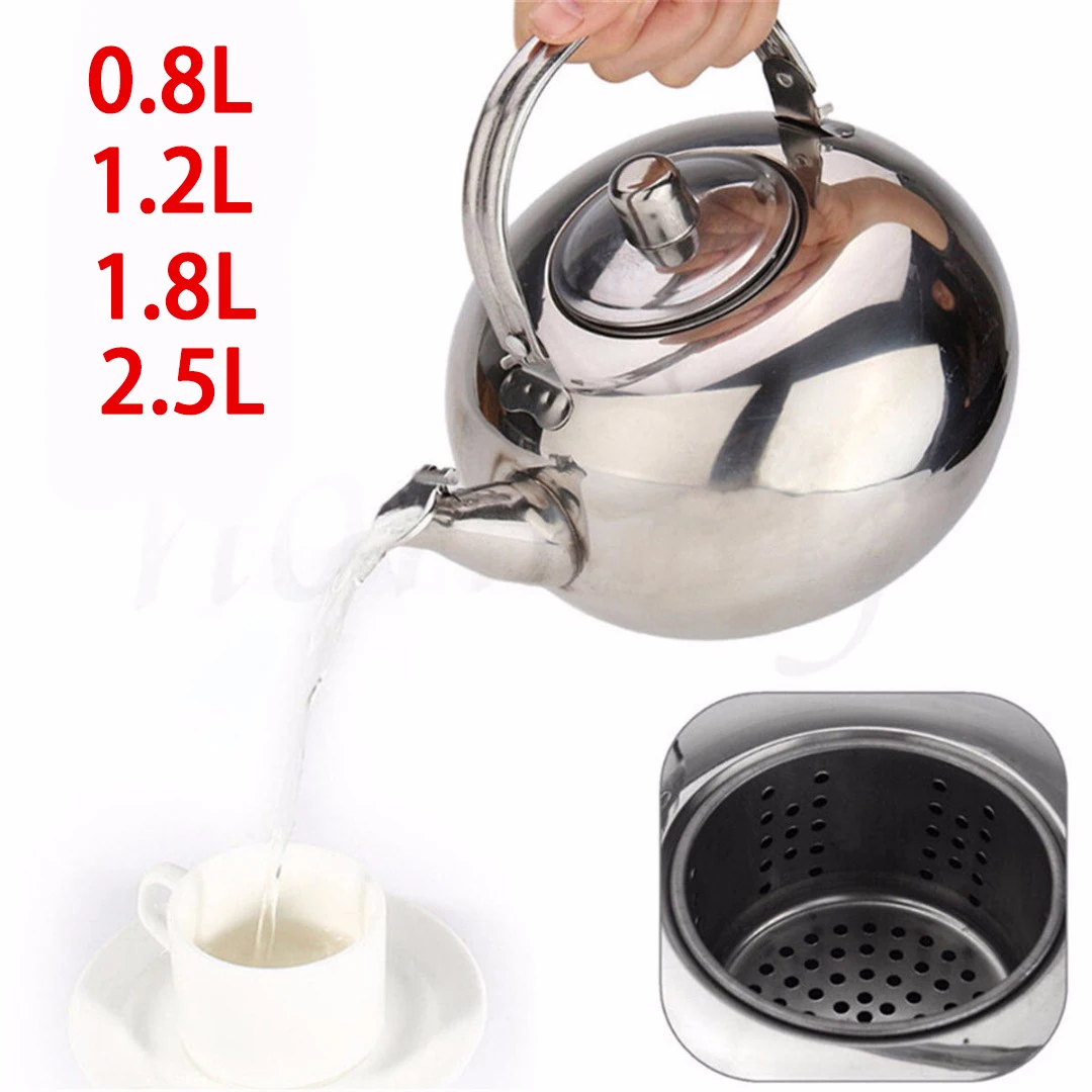 

New 14/16/18/20cm Stainless Steel Teapot Coffee Pot with Tea Leaf Infuser Filter