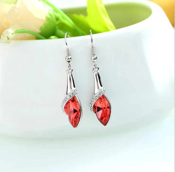 Женские серьги капельки из серебра 2020 пробы с кристаллами|crystal earrings|crystal earrings