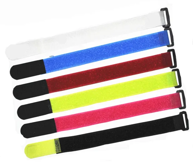 

6 pcs 12''(30cm) Assorted color Reuseable Fastening wrap strap with plastic Buckle End.hook and loop ties for packing