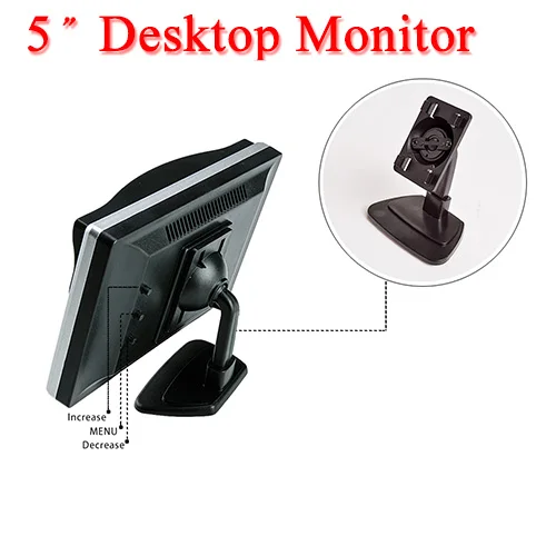 Hipppcron lcd автомобильный монитор 4,3/5 дюймов TFT дисплей Настольный/складной/зеркало 4,3/5 ''видео PAL/NTSC автопарковка заднего вида - Цвет: 5 Inch Desktop