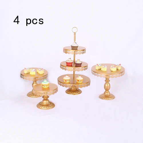 4pcs gold Белые подставки от кашля, свадебные подставки для кексов, набор стеклянных купольных хрустальных конфет, украшения, инструменты для выпечки от кашля, Набор 4-18 штук - Цвет: 4pcs gold