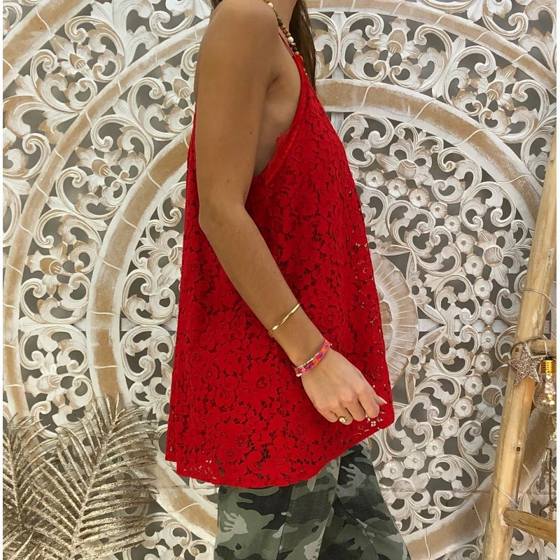 Женский кружевной топ на бретельках Свободный Топ с v образным вырезом лето