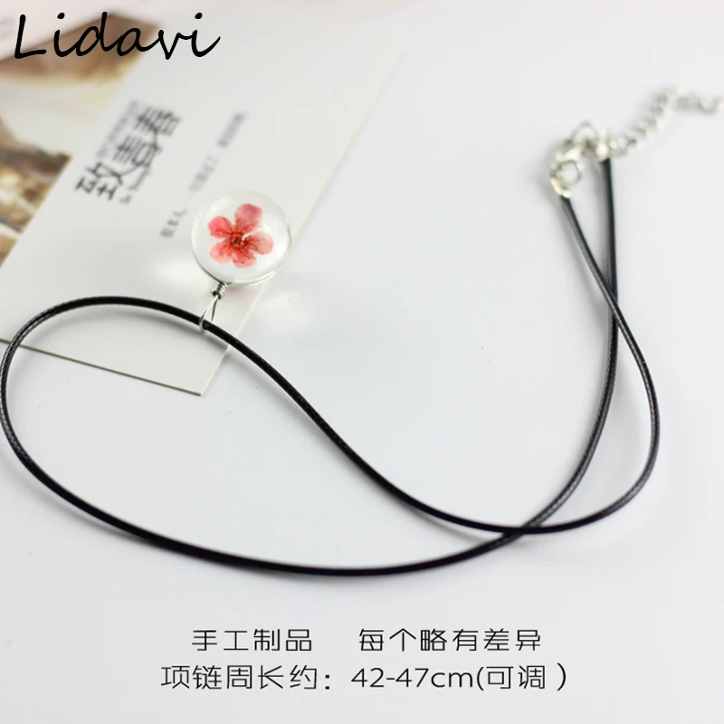 Lidavi ручной работы ожерелье с сушеным цветком Гипсофила купол времени стеклянная