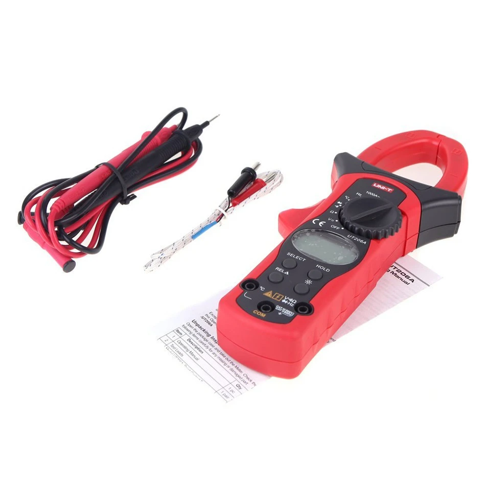 UNI T ut206a 1000a цифровой клещи Напряжение Ток Сопротивление изоляции тестер