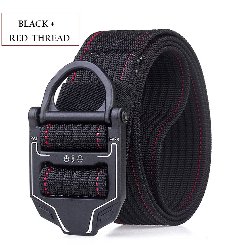 Black Red Thread Тактический ремень для мужчин нейлоновый ремень в стиле милитари холщовый поясной ремень с металлической вставкой и пряжкой Высокое качество ремень черный армейский зеленый синий - Цвет: Black Red Thread