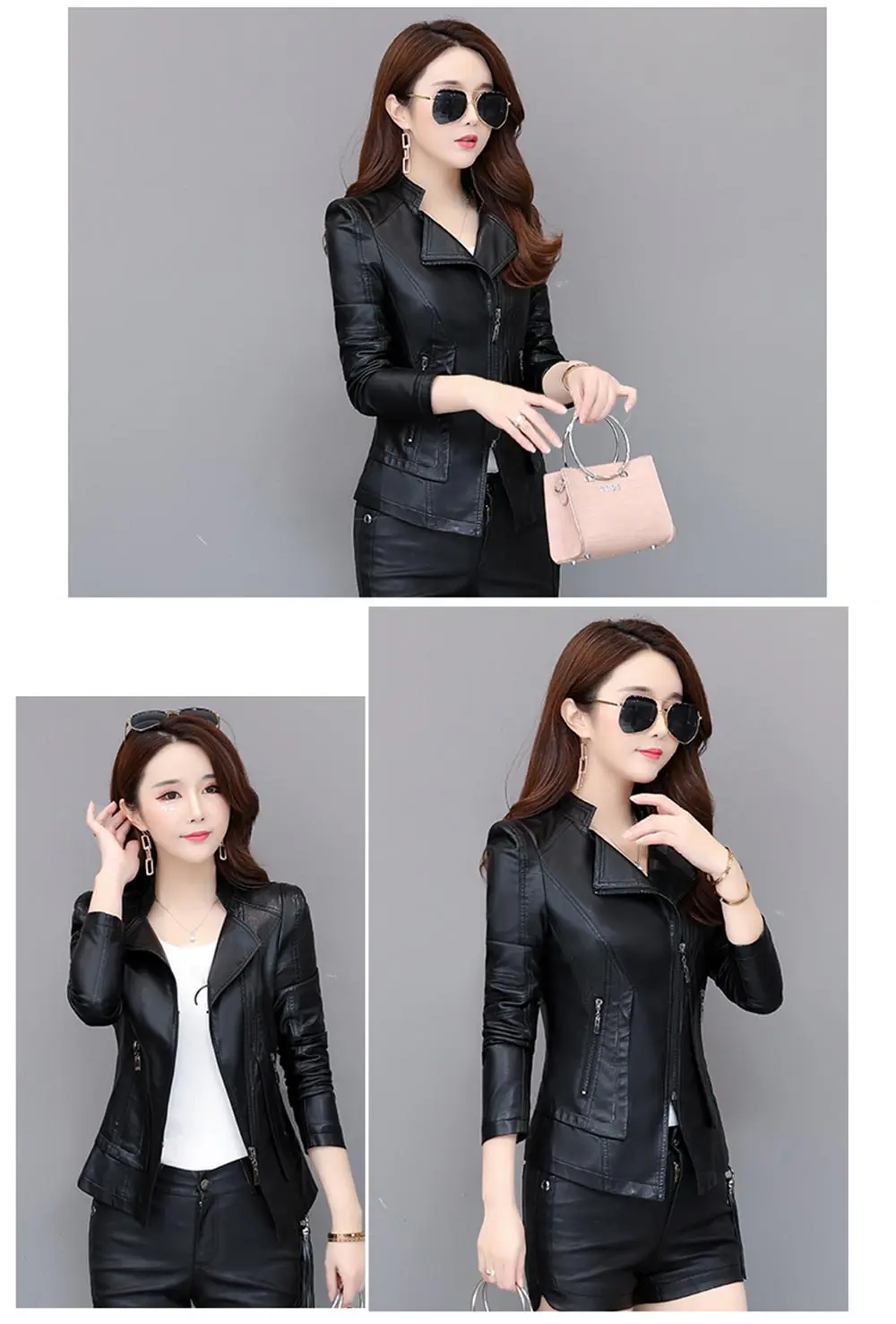 PinkyIsblack размера плюс S-4XL женская кожаная куртка новые женские куртки одноцветные облегающие повседневные Мотоциклетные Куртки из искусственной кожи