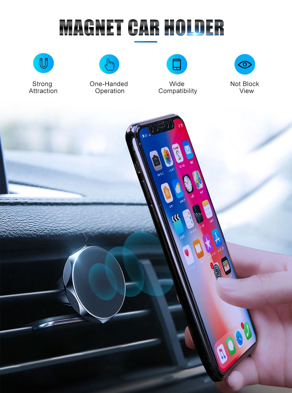 Magnetic Phone Holder for Xiaomi Pocophone F1 Huawei Car GPS Air Vent Mount Magnet Cell Phone Stand Holder for iPhone 7 Samsung
