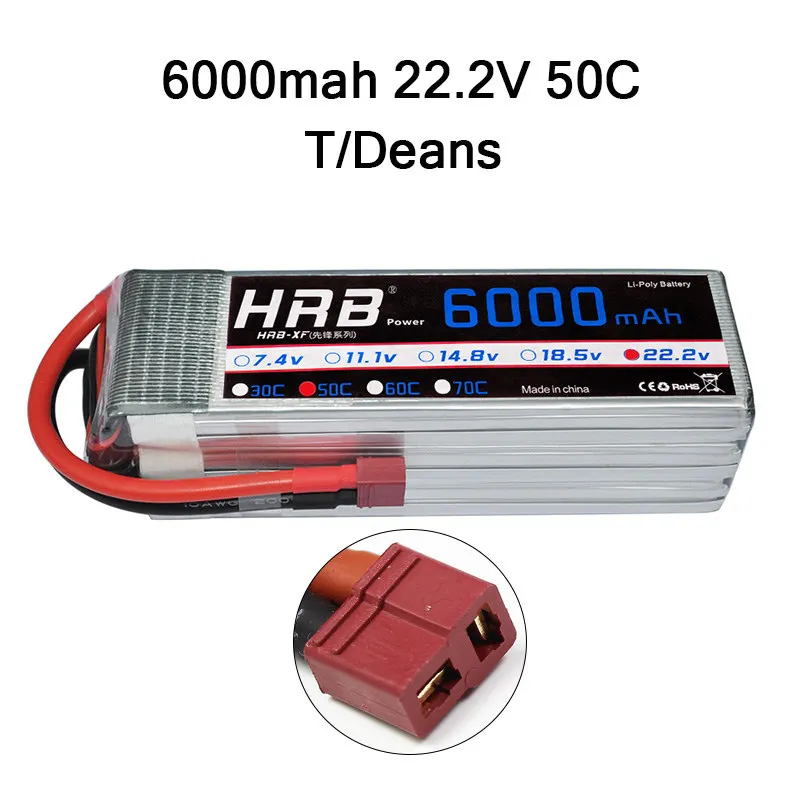 6S 6000mah 50C T HRB Lipo 3S 4S 11,1 V 14,8 V 5000mah 2S 6S 7,4 V 22,2 V батарея 2200mah 2600mah 3300mah 6000mah T для TRAXXAS 1:10 RC автомобиля FPV лодки - Цвет: 6S 6000mah 50C T