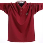 Рубашка-поло мужская деловая Повседневная, хлопковая Однотонная рубашка-поло с воротником и длинным рукавом, большие размеры 4XL 5XL 6XL, весна-осень