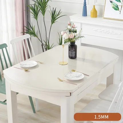 Скатерть из ПВХ, овальное покрытие стола, защитная накладка на стол, мягкое стекло, обеденная мягкая стеклянная Хрустальная доска, подстилки для домашнего текстиля 1,0/1,5 мм - Цвет: 1.5mm