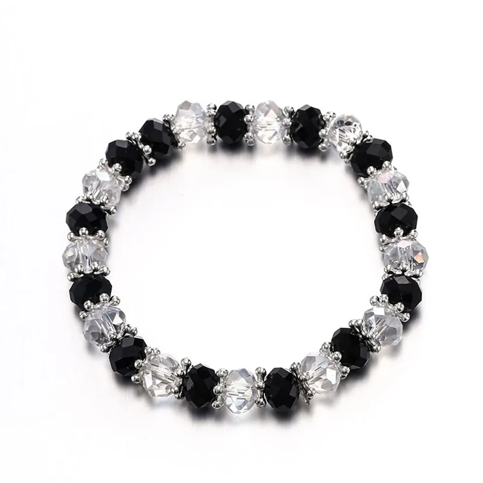 B020021black Модный многослойный браслет с кристаллами, ювелирное изделие, ручная работа, кисточка, глаза слона, цепочка, очаровательный камень, бисерные браслеты для женщин - Окраска металла: B020021black