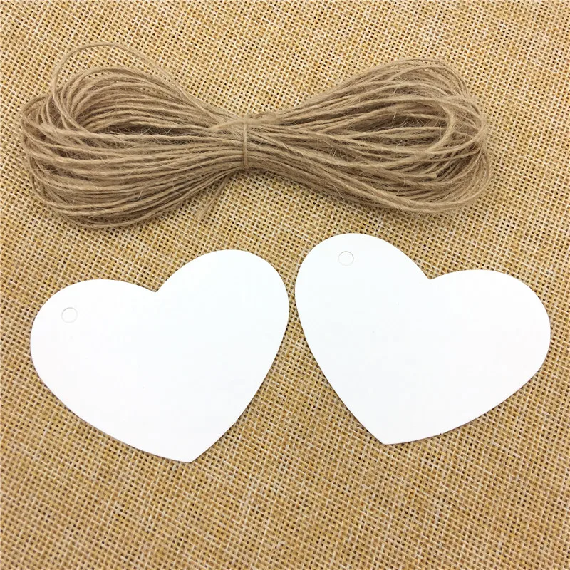 

100pcs/lot White Brown Kraft Paper Tags Gardening Labels Heart Wedding Note Blank Price Hang Tag Wedding Decoration 6.5*5cm