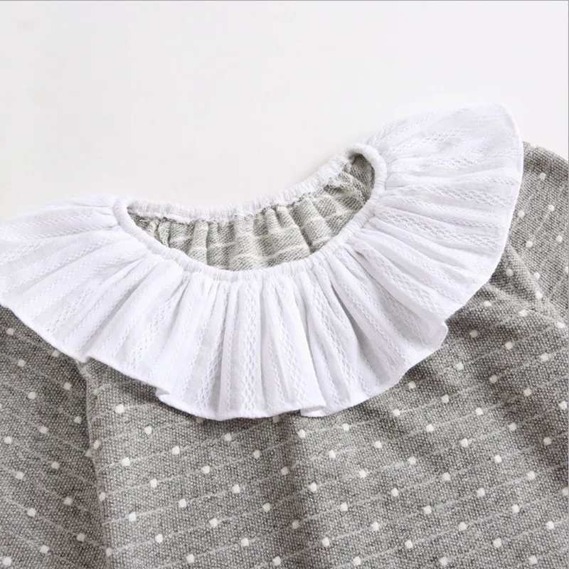 2017 children's clothing autumn and winter new girls casual dress dots haircut lotus leaf puff sleeves princess | Детская одежда и
