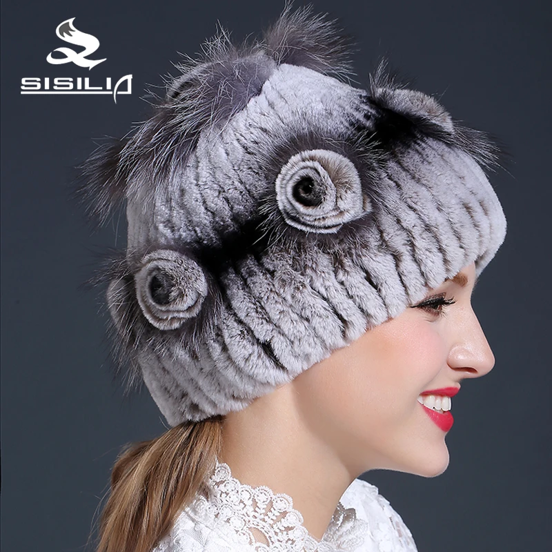 2016 Горячая Распродажа женская зимняя шапка из натурального меха 100% кролика рекс